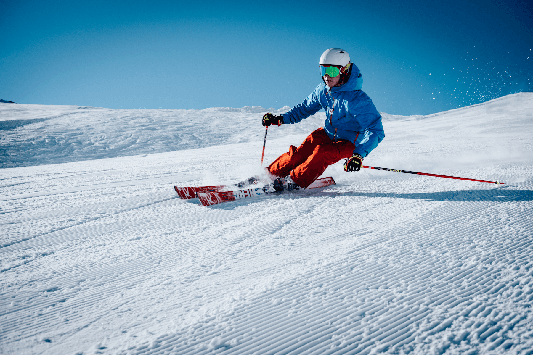 Skier moving through fresh snow